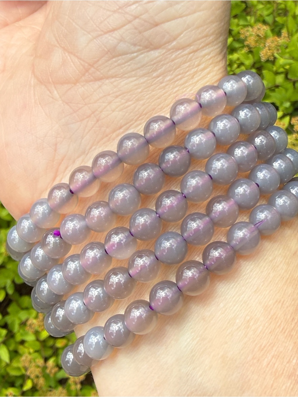 6mm Lavender Purple Chalcedony Beaded Bracelet - Picture 5 of 6